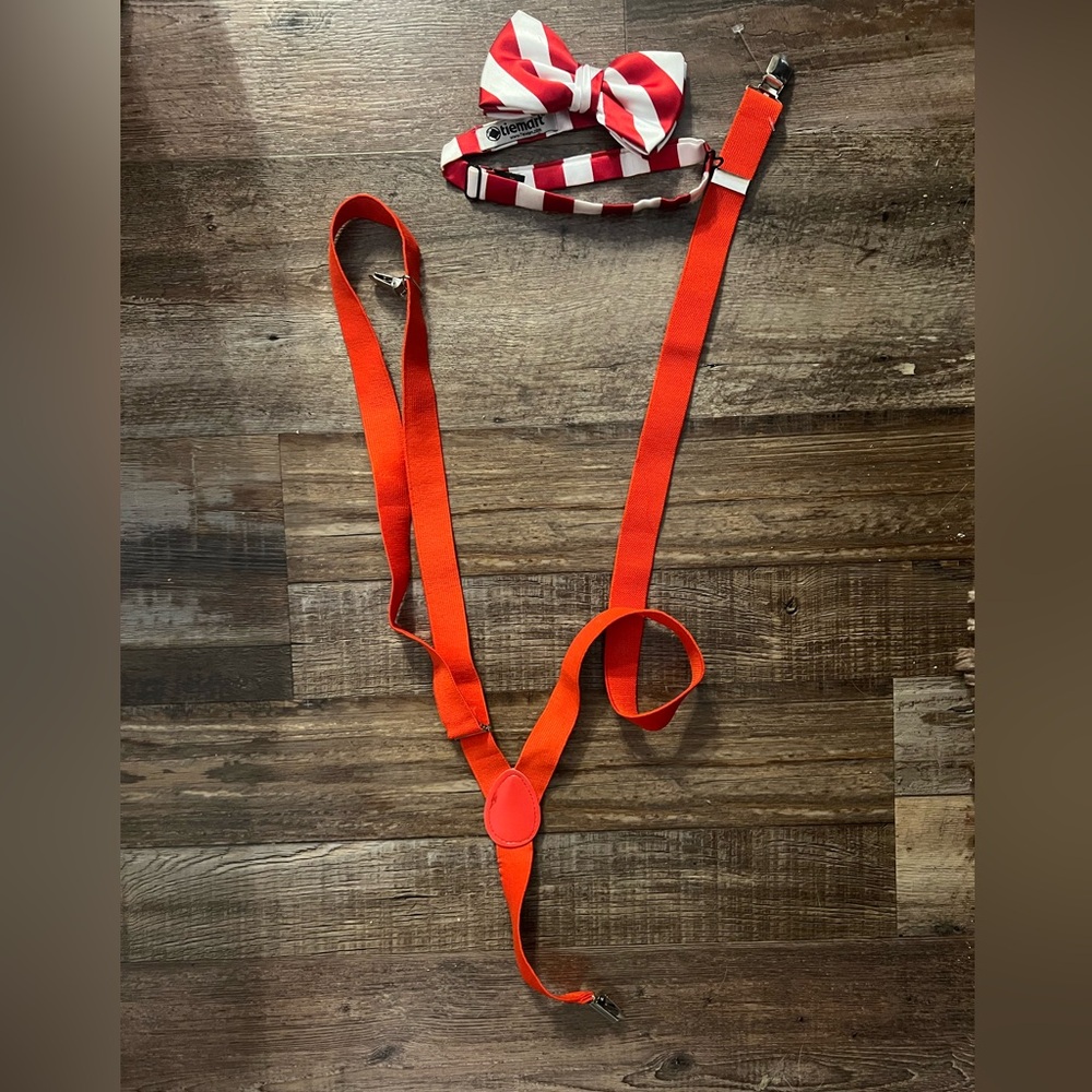 Halloween Costume: Striped Bow Tie and Suspenders